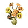 Sunflower Alloy Acrylic Brooches for Backpack Clothes JEWB-M069-03-2
