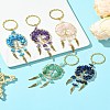 5Pcs 5 Styles Woven Net/Web with Wing Pendant Keychain KEYC-FZ00023-5