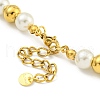 8mm 304 Stainless Steel & 201 Stainless Steel & Plastic Pearl Round Beaded Necklaces for Women NJEW-G144-03G-3