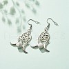 Woven Net with Natural Howlite Dangle Earrings EJEW-JE04945-03-3