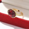 Mother's Day Rings Oval Brass Cuff Rings for Women RJEW-G337-06-6