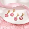 26Pcs 26 Styles Flat Round with Letter A`Z Alloy Enamel Pendant Decoration HJEW-JM02404-2