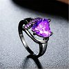 Heart Brass Micro Pave Cubic Zirconia Finger Rings FS-WG4D14B-05-1