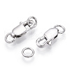Rhodium Plated 925 Sterling Silver Lobster Claw Clasps STER-T004-84P-1