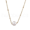 Mother's Day Jewellery Round Natural Cultured Freshwater Pearl Pendant Necklaces X-NJEW-JN04966-1