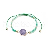 5Pcs 5 Color Dyed Natural Drusy Agate Flat Round Link Bracelets Set BJEW-JB09275-4