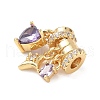 Brass Micro Pave Cubic Zirconia Beads KK-D357-20G-2