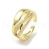 Rack Plating Brass Micro Pave Cubic Zirconia Open Cuff Ring RJEW-H218-06G-1