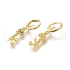 Brass Clear Cubic Zirconia Hoop Earrings EJEW-M045-01K-2