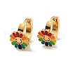 Colorful Enamel Sunflower Hoop Earrings EJEW-G303-02G-1