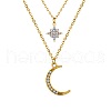 Double-Layer Alloy Crystal Rhinestone Moon Star Pendant Necklaces WG81F5F-01-5