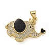Elephant Brass Micro Pave Cubic Zirconia and Enamel Pendants KK-M319-05G-01-1