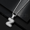 Brass Micro Pave Clear Cubic Zirconia Chunky Initial Pendant Necklaces WG24EA8-26-1