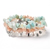 Chips Natural Rutilated Quartz & Flower Amazonite & Sunstone Beaded Stretch Bracelets Sets BJEW-JB05332-06-2