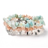 Chips Natural Rutilated Quartz & Flower Amazonite & Sunstone Beaded Stretch Bracelets Sets BJEW-JB05332-06-1