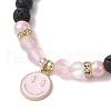 8Pcs 8 Colors Natural Lava Rock & Synthetic Moonstone Beads Stretch Bracelets BJEW-JB11566-4