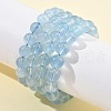 Natural Aquamarine Round Bead Stretch Bracelets for Men Women BJEW-U034-01B-01-1