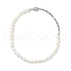 Natural Baroque Pearl Beaded Necklace with 304 Stainless Steel Paperclip Chains for Women NJEW-JN04108-1