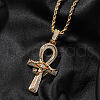 Eye of Horus Ankh Cross Brass Clear Cubic Zirconia Pendant Necklaces FS-WG16769-01-1