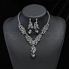 Teardrop Alloy Rhinestone Pendant Necklaces & Stud Dangle Earrings Sets FS-WGB9BB4-07-1