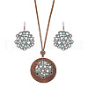 Alloy Enamel & Wood Pendant Necklaces & Dangle Earring Sets WG2B6E1-02-3
