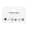 304 Stainless Steel Rhinestone Stone Dyeing Stud Earrings EJEW-S224-04G-03-2