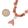 Natural South Red Agate Chip & Imitaton Round Pearl Beaded Adjustable Necklaces NJEW-JN05227-06-3