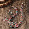 Bohemian Ethnic Style Acrylic Seed Beaded Multilayer Necklaces & Dangle Earrings Sets WG82ABA-12-1