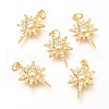 Brass Micro Pave Clear Cubic Zirconia Pendants ZIRC-O036-18G-1