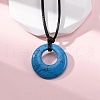 Ring Natural & Synthetic Mixed Gemstone Pendant Black Waxed Cord Adjustable Necklaces NJEW-G169-02-4