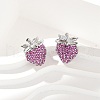 Strawberry Brass Micro Pave Cubic Zirconia Stud Earrings EJEW-M077-15P-4