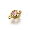 Heart Brass Cubic Zirconia Connector Charms KK-P295-34G-02-2