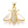 Brass Micro Pave Clear Cubic Zirconia Pendants KK-N268-28G-1