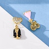Brass Micro Pave Clear Cubic Zirconia Dangle Stud Earrings EJEW-D322-03G-01-3