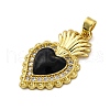Brass Micro Pave Cubic Zirconia Pendants KK-V009-14G-01-2