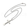 304 Stainless Steel Clear Cubic Zirconia Religion Cross Pendant Box Chain Necklaces for Men NJEW-S387-06P-4