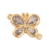 Brass Pave Clear Cubic Zirconia Connector Charms KK-Z066-09G-1