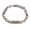 Tarnish Resistant 201 Stainless Steel Column Rolo Chain Bracelets BJEW-B078-75P-1