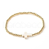 Cross Synthetic Turquoise(Dyed) Beads Stretch Bracelet for Girl Women BJEW-JB06864-02-1