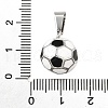 Football 304 Stainless Steel Enamel Pendants STAS-M121-08P-3