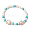 Synthetic Turquoise Beaded Stretch Bracelets for Women Men BJEW-JB11150-01-1