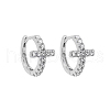 S925 Sterling Silver Cross Hoop Earrings MW6762-1-1