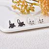 925 Sterling Silver Cute Cat Stud Earrings Half Huggie Hoop Earrings Zircon Stud Earrings Lovely Animal Ear Jewelry Gift for Women JE1069B-5