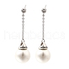 925 Sterling Silver Clear Cubic Zirconia Round Dangle Stud Earrings EJEW-L300-03P-4