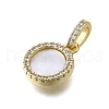 Brass Micro Pave Clear Cubic Zirconia Flat Round Charms KK-V010-25G-2