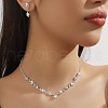 Flat Round Alloy Crystal Rhinestone Pendant Necklaces & Stud Dangle Earrings Sets FS-WG0CCC2-01-2