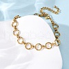 304 Stainless Steel Ring Link Chain Anklets AJEW-A057-02G-3