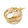 Brass Micro Pave Cubic Zirconia ABS Imitation Pearl Pendants KK-D328-05G-2