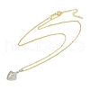 Brass Micro Pave Clear Cubic Zirconia Shield Pendant Satellite Chain Necklaces for Women NJEW-U015-05G-02-2