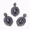 Natural Black Agate Gothic Pendants X-G-F228-18M-FF-1